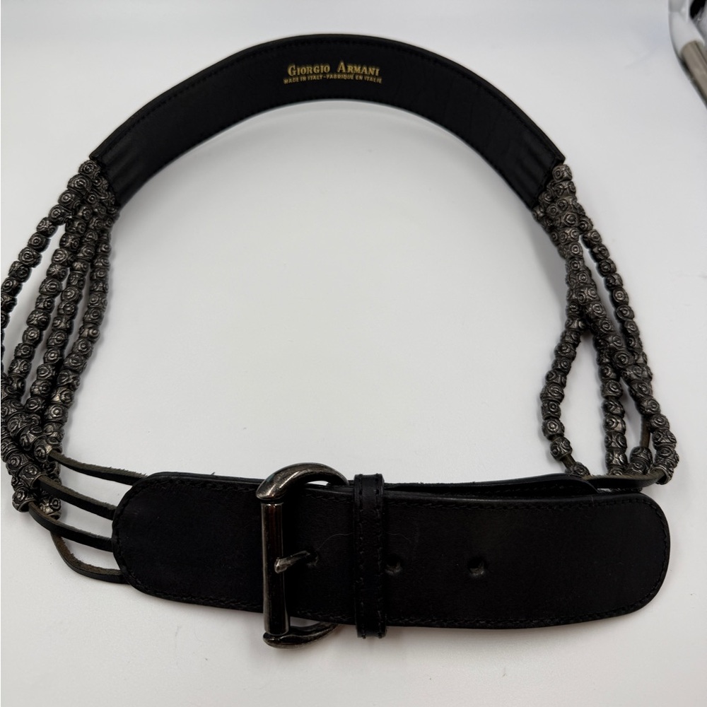 Vintage Armani Belt Chain Waist Black Wide